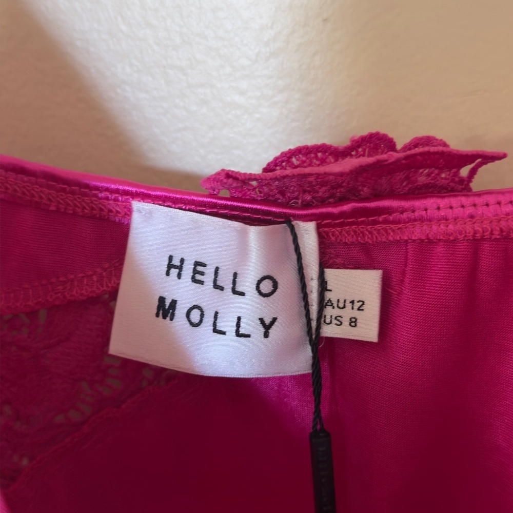 HELLO MOLLY MAGNETIC CONNECTION SATIN MINI DRESS PINK Size Large (8) NWT - Picture 10 of 12